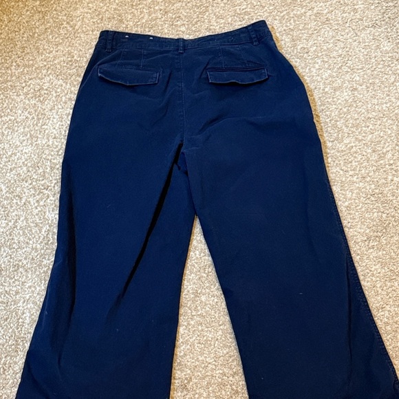 LOFT Dark Blue Monroe Petite Curvy Wide-Leg Pants - Picture 3 of 5